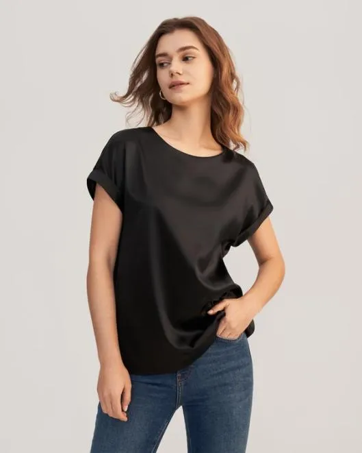 100 Mulberry Silk TShirt Womenx27s Short Sleeves Women Lilysilk Tops