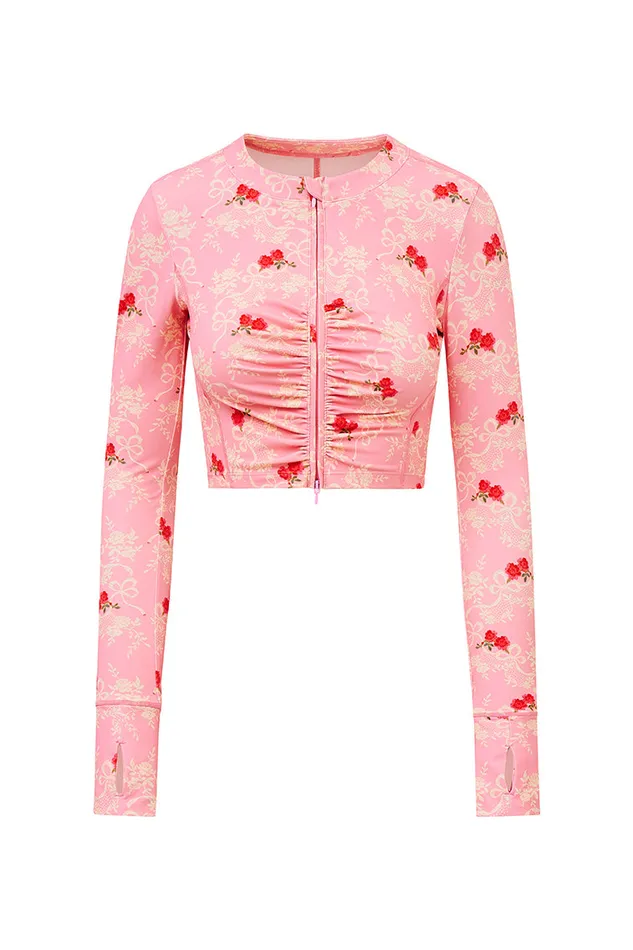 Active Women LoveShackFancy Sindri Zip Up Active Jacket Cherry Pink