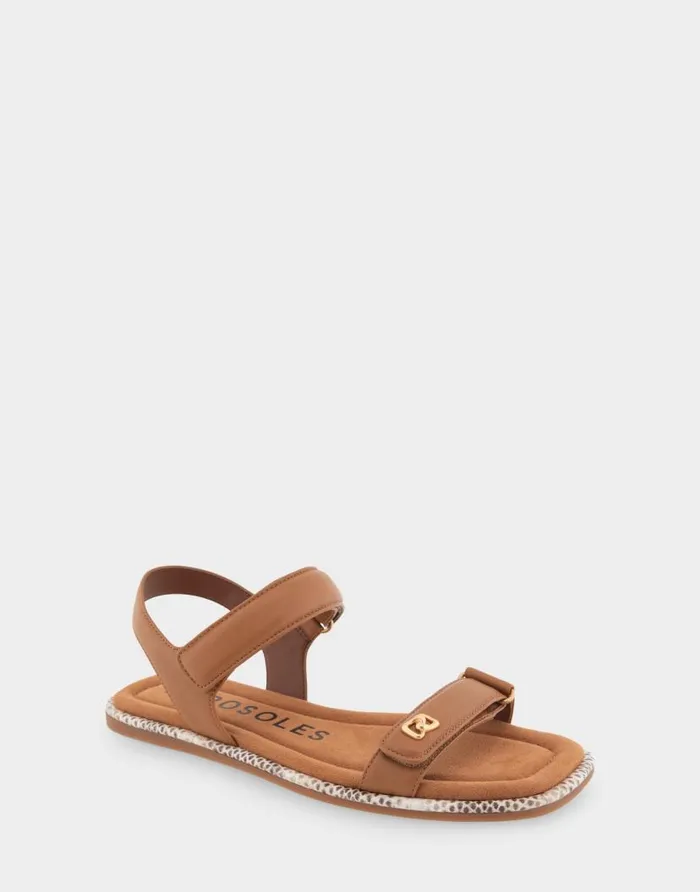 Aerosoles Comfortable Women039s Adjustable Quarter Strap Sandal In Tan Leather Tan Leather Women Clogs and Mules