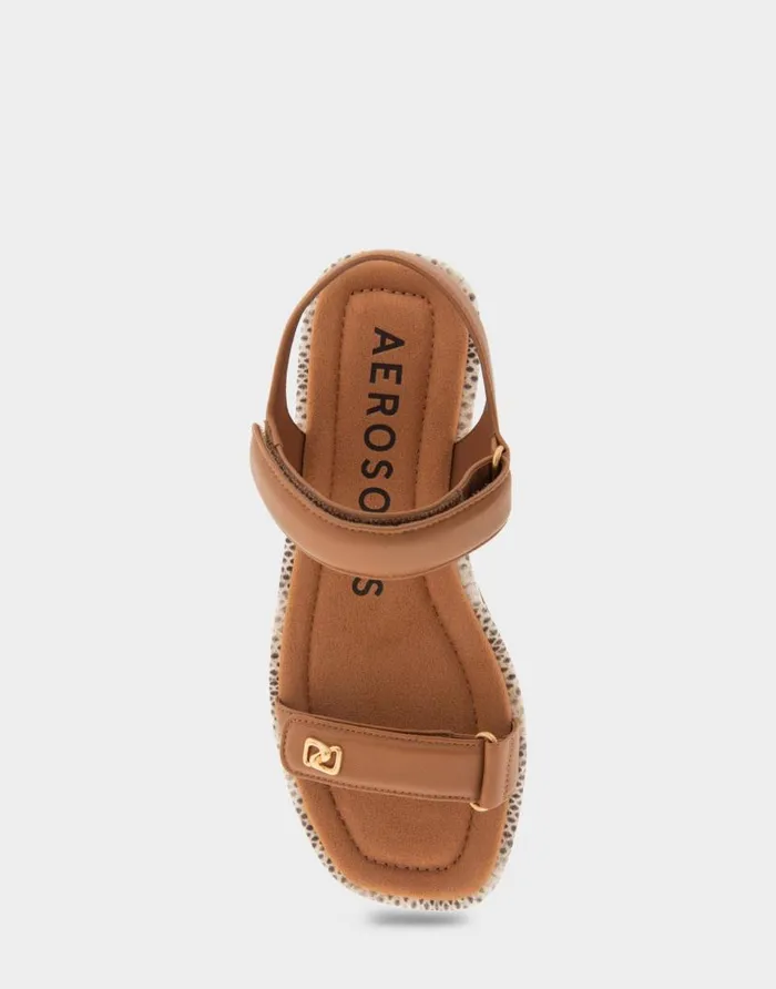Aerosoles Comfortable Women039s Adjustable Quarter Strap Sandal In Tan Leather Tan Leather Women Clogs and Mules
