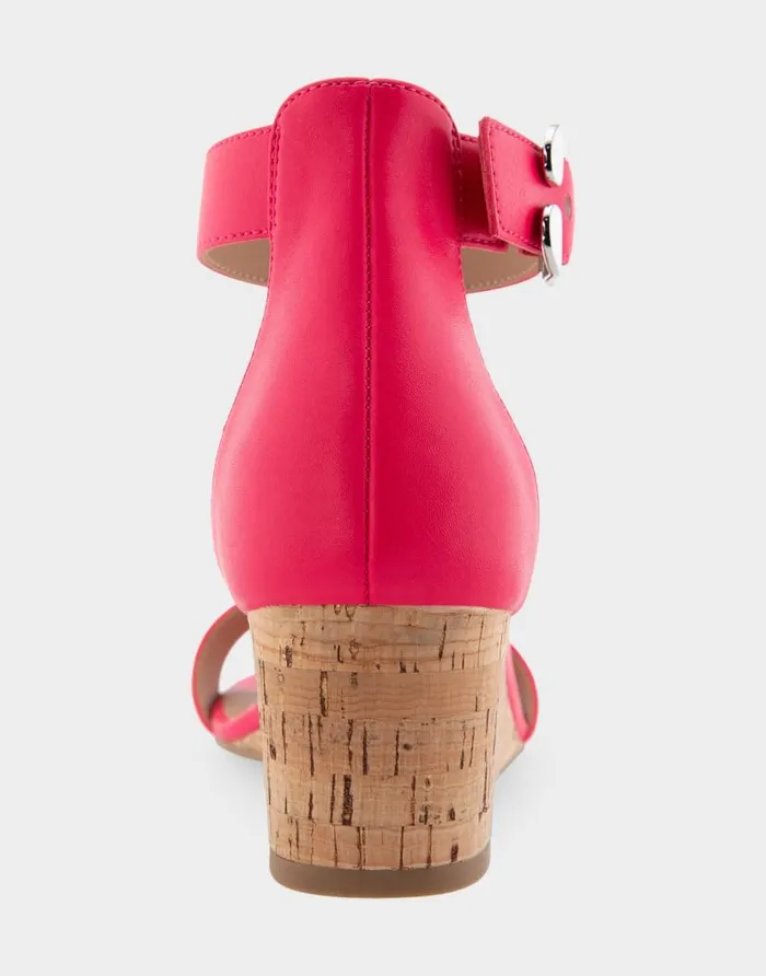 Aerosoles Comfortable Women039s Ankle Strap Mid Wedge Sandal In Virtual Pink Faux Leather Virtual Pink Faux Leather Women Dress