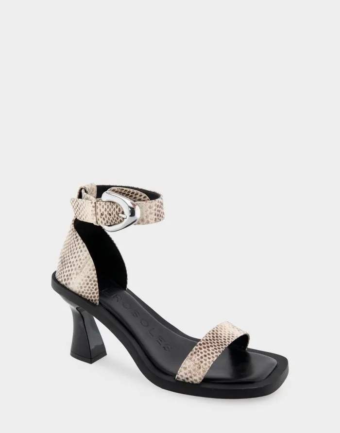 Aerosoles Comfortable Women039s Ankle Strap Sculpted Heel Sandal In Roccia Snake Print Leather Roccia Snake Print Leather Women Clogs and Mules