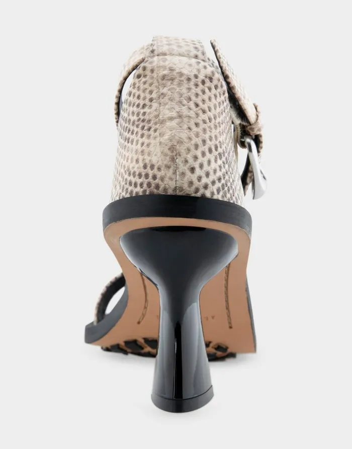 Aerosoles Comfortable Women039s Ankle Strap Sculpted Heel Sandal In Roccia Snake Print Leather Roccia Snake Print Leather Women Clogs and Mules
