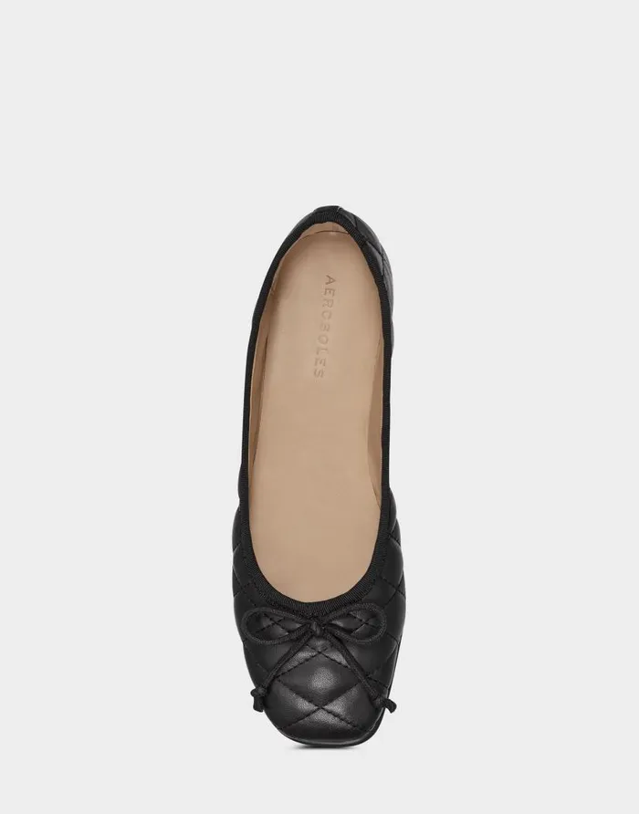 Aerosoles Comfortable Women039s Ballet Flat In Black Genuine Leather Black Quilted Leather Women Clogs and Mules