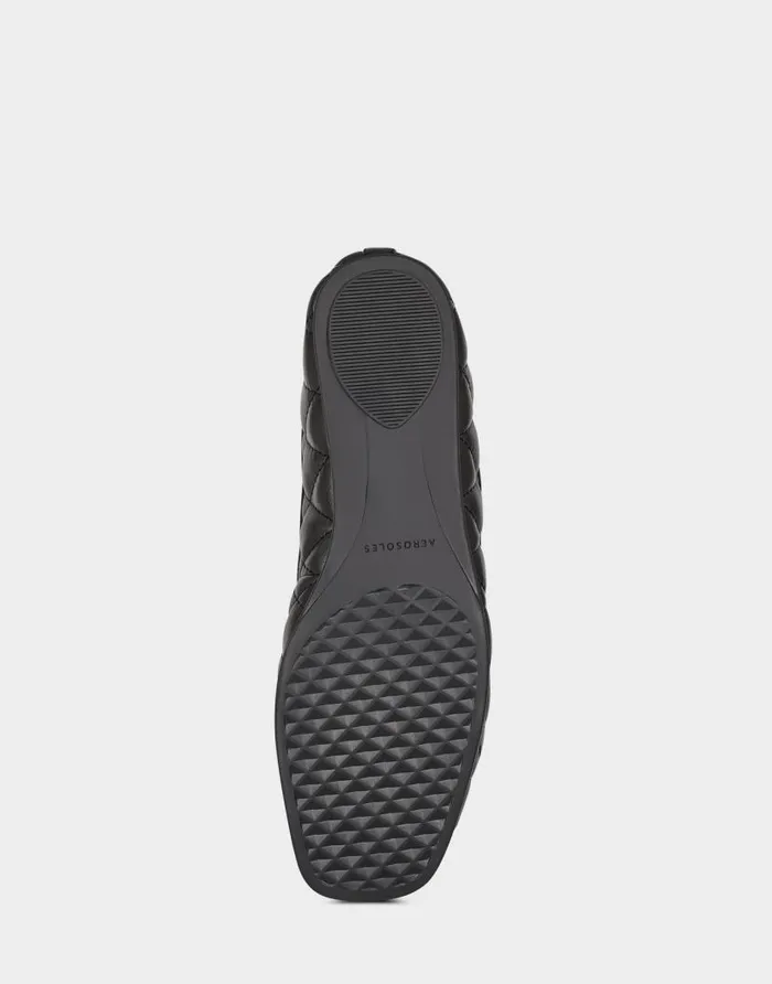 Aerosoles Comfortable Women039s Ballet Flat In Black Genuine Leather Black Quilted Leather Women Clogs and Mules