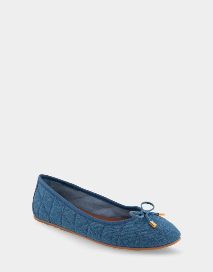 Aerosoles Comfortable Women039s Ballet Flat In Denim Quilted Fabric Quilted Denim Fabric Denim Quilted Fabric Women Clogs and Mules