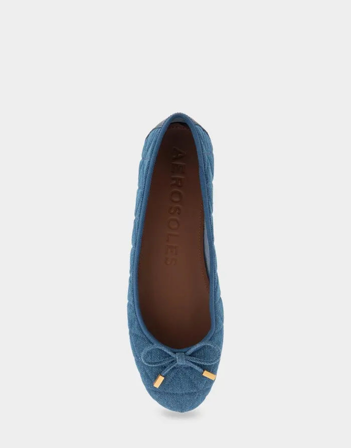 Aerosoles Comfortable Women039s Ballet Flat In Denim Quilted Fabric Quilted Denim Fabric Denim Quilted Fabric Women Clogs and Mules