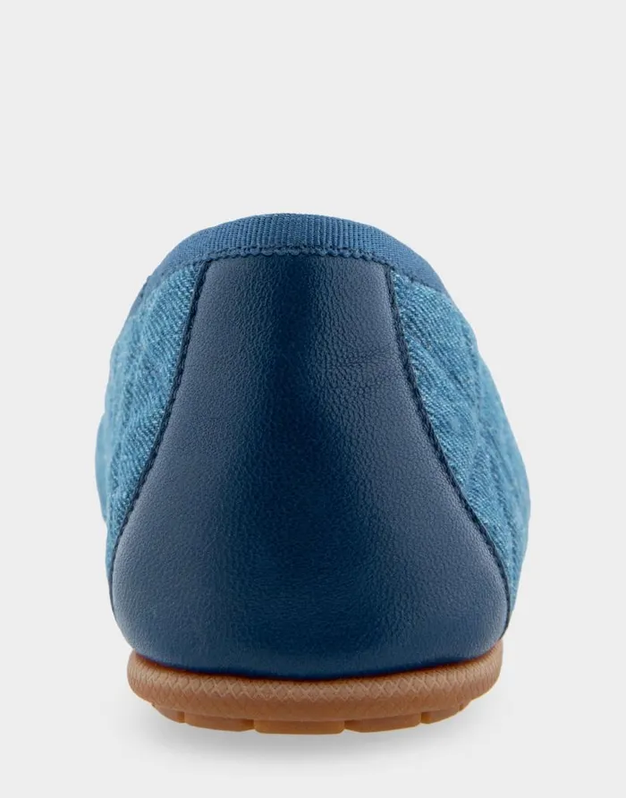 Aerosoles Comfortable Women039s Ballet Flat In Denim Quilted Fabric Quilted Denim Fabric Denim Quilted Fabric Women Clogs and Mules