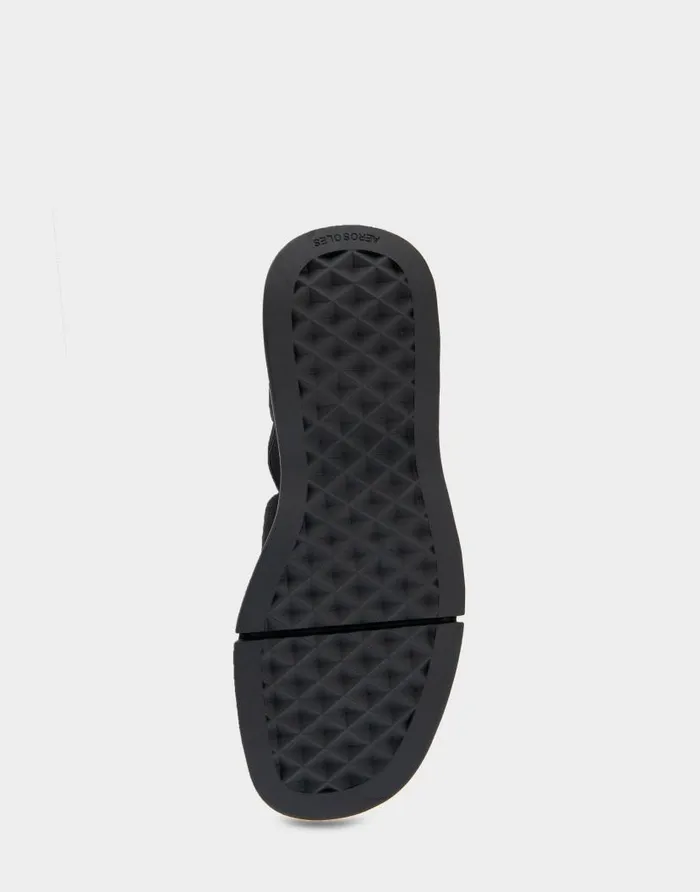 Aerosoles Comfortable Women039s Caged Elastic Molded Footbed Sandal In Black Nubuck Leather Black Nubuck Leather Women Clogs and Mules