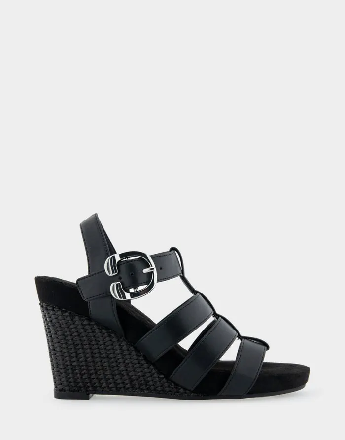 Aerosoles Comfortable Women039s Caged Footbed Wedge Sandal In Black Faux Leather Black Faux Leather Women Wedges Aerosoles Comfortable Women039s Caged Footbed Wedge Sandal In Black Faux Leather Black Faux Leather Women Wedges