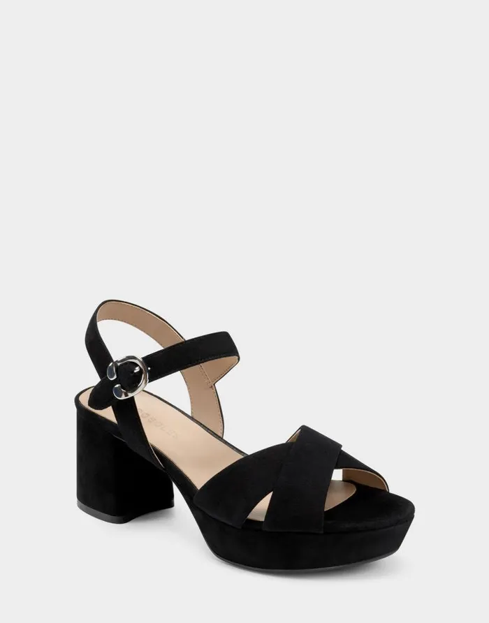 Aerosoles Comfortable Women039s Crisscross Platform Sandal In Black Suede Black Suede Women Dress