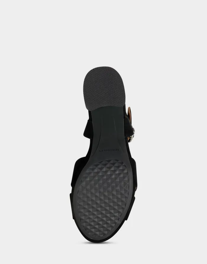 Aerosoles Comfortable Women039s Crisscross Platform Sandal In Black Suede Black Suede Women Dress