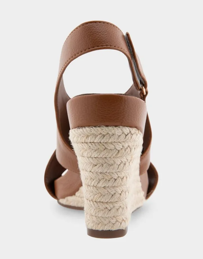 Aerosoles Comfortable Women039s Crisscross Velcro Back Footbed Wedge Sandal In Tan Faux Leather Tan Faux Leather Women Dress