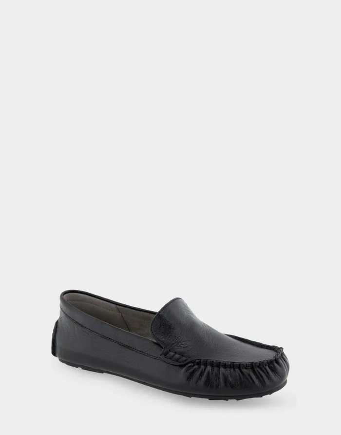 Aerosoles Comfortable Women039s Driver In Black Leather Black Leather Women Loafers