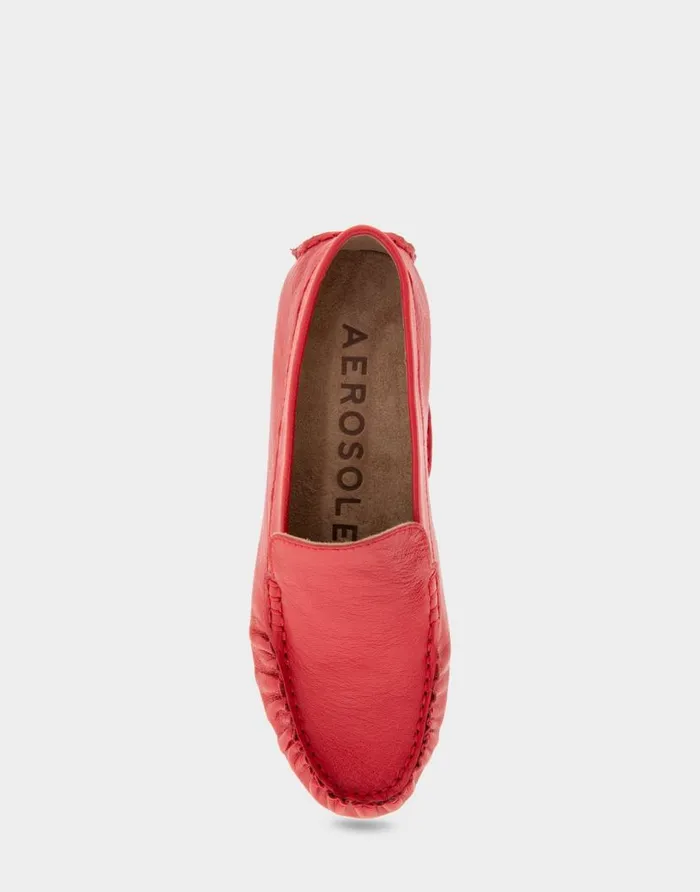 Aerosoles Comfortable Women039s Driver In Racing Red Leather Racing Red Leather Women Wide Width Flats