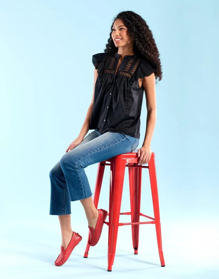 Aerosoles Comfortable Women039s Driver In Racing Red Leather Racing Red Leather Women Wide Width Flats