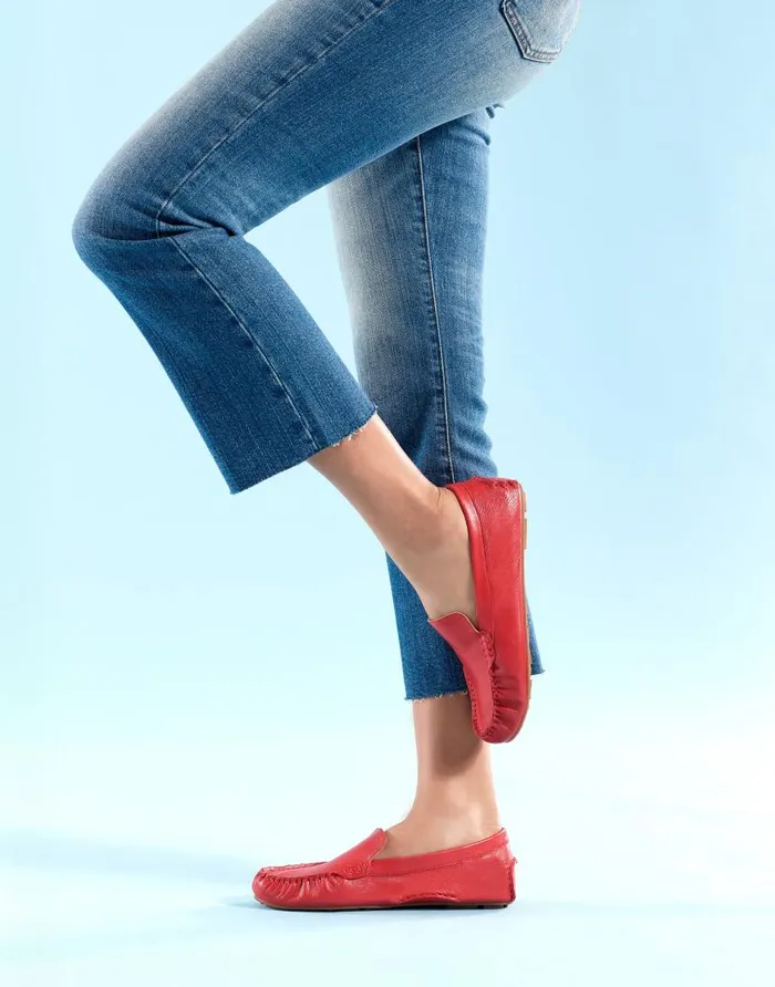Aerosoles Comfortable Women039s Driver In Racing Red Leather Racing Red Leather Women Wide Width Flats
