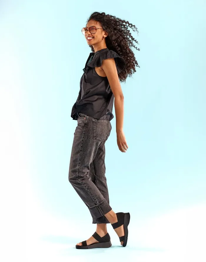 Aerosoles Comfortable Women039s Elastic Molded Footbed Sandal In Black Elastic Elastic Fabric Black Elastic Women Clogs and Mules