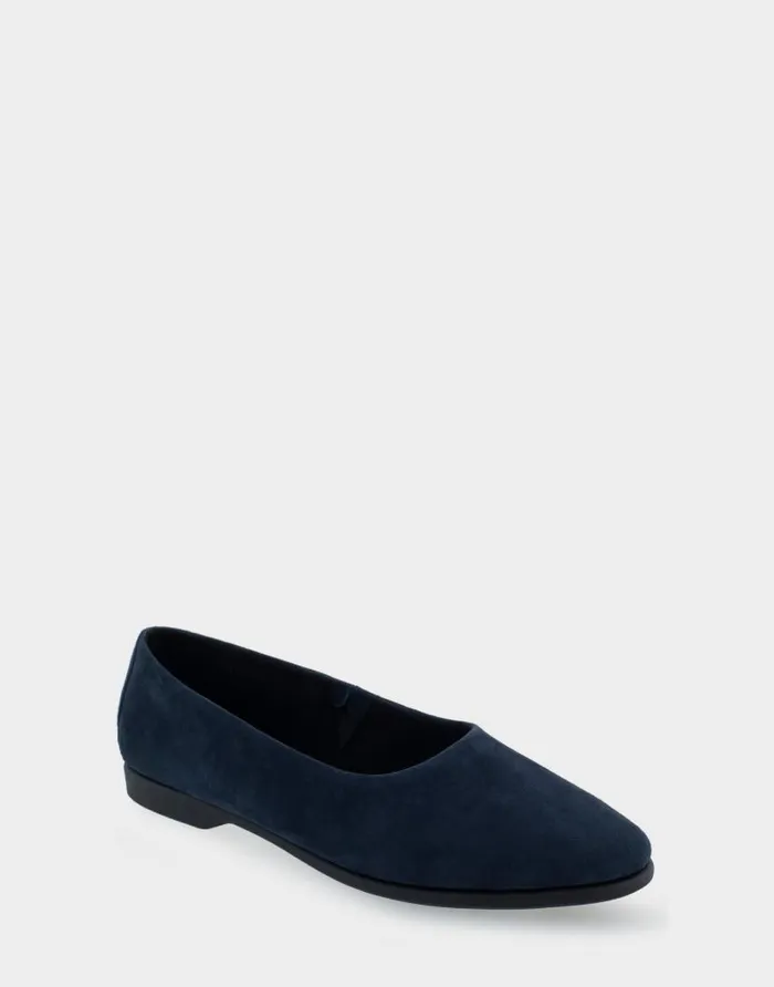 Aerosoles Comfortable Women039s Flat In Navy Genuine Suede Navy Genuine Suede Women Dress