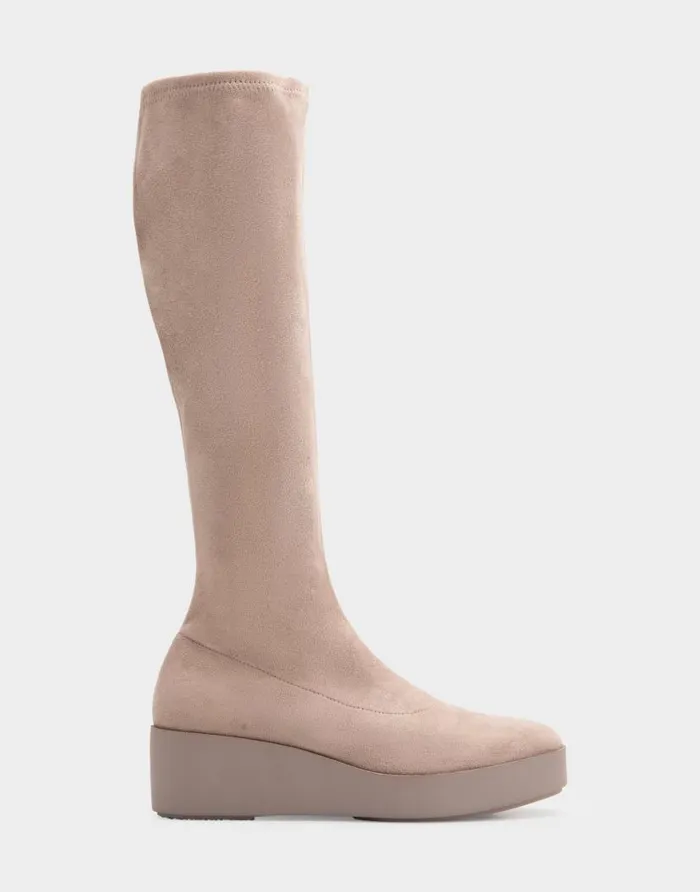 Aerosoles Comfortable Women039s Flatform Heel Tall Shaft Boot In Beige Stretch Faux Suede Trench Coat Stretch Faux Suede Women Tall Boots Aerosoles Comfortable Women039s Flatform Heel Tall Shaft Boot In Beige Stretch Faux Suede Trench Coat Stretch Faux Suede Women Tall Boots