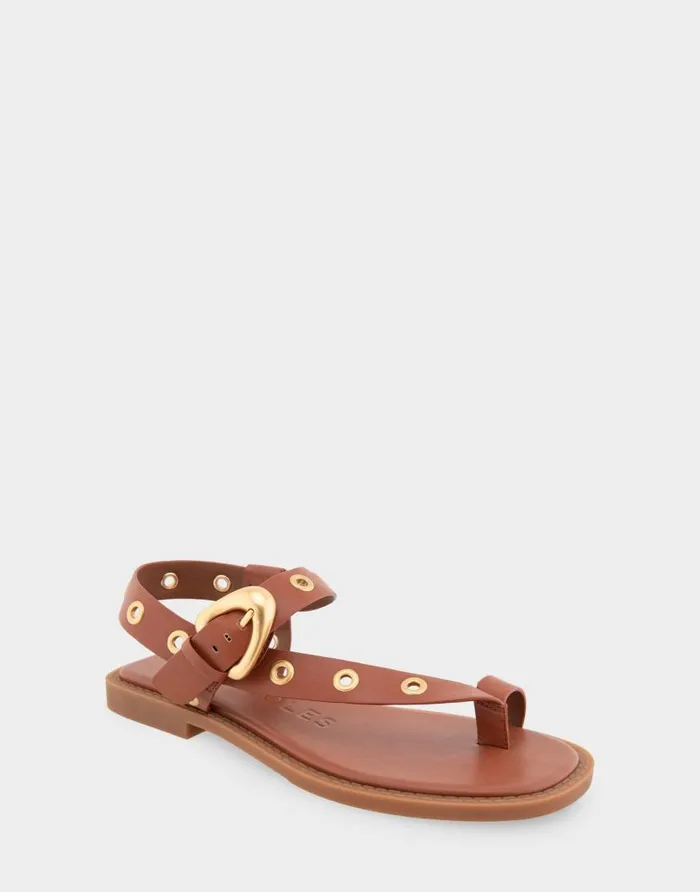 Aerosoles Comfortable Women039s Grommeted Asymmetrical Toe Ring Sandal In Gingerbread Faux Leather Gingerbread Faux Leather Women Clogs and Mules
