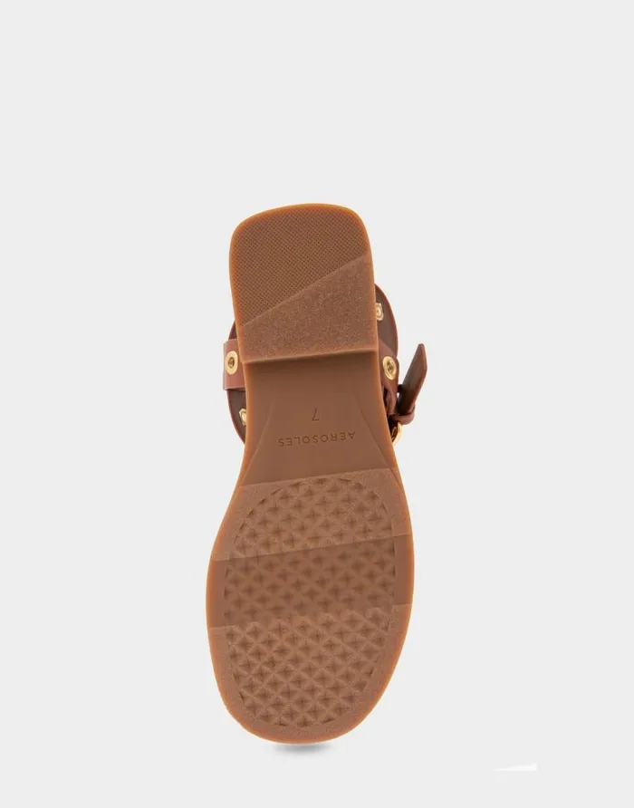 Aerosoles Comfortable Women039s Grommeted Asymmetrical Toe Ring Sandal In Gingerbread Faux Leather Gingerbread Faux Leather Women Clogs and Mules