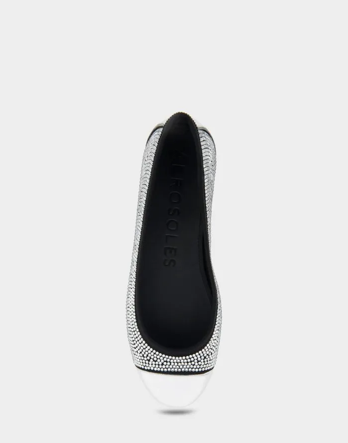 Aerosoles Comfortable Women039s Hidden Wedge Ballet Flat In Black Faux Suede With Crystals Black Faux Suede With Clear Crystals Women Dress