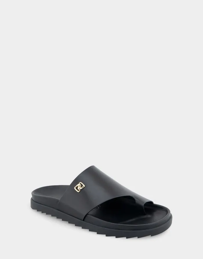 Aerosoles Comfortable Women039s Hooded Toe Ring Footbed Sandal In Black Leather Black Leather Women Flats