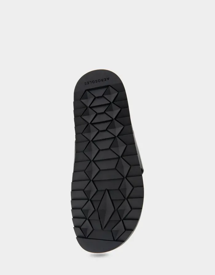 Aerosoles Comfortable Women039s Hooded Toe Ring Footbed Sandal In Black Leather Black Leather Women Flats