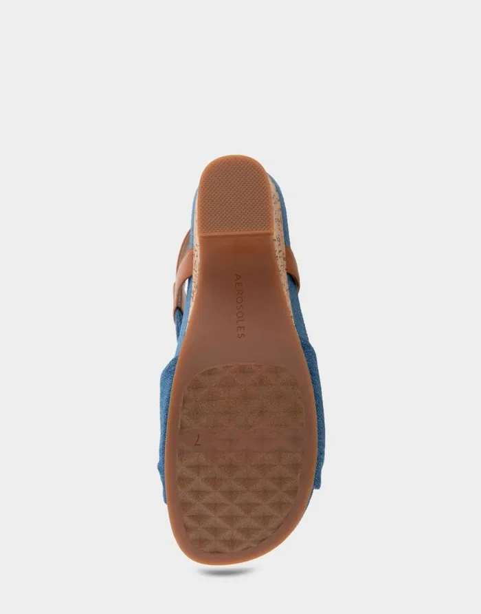 Aerosoles Comfortable Women039s Knotted Buckled Footbed Wedge Sandal In Denim Fabric Denim Fabric Denim Fabric Women Dress