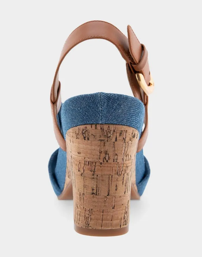Aerosoles Comfortable Women039s Knotted Buckled Footbed Wedge Sandal In Denim Fabric Denim Fabric Denim Fabric Women Dress