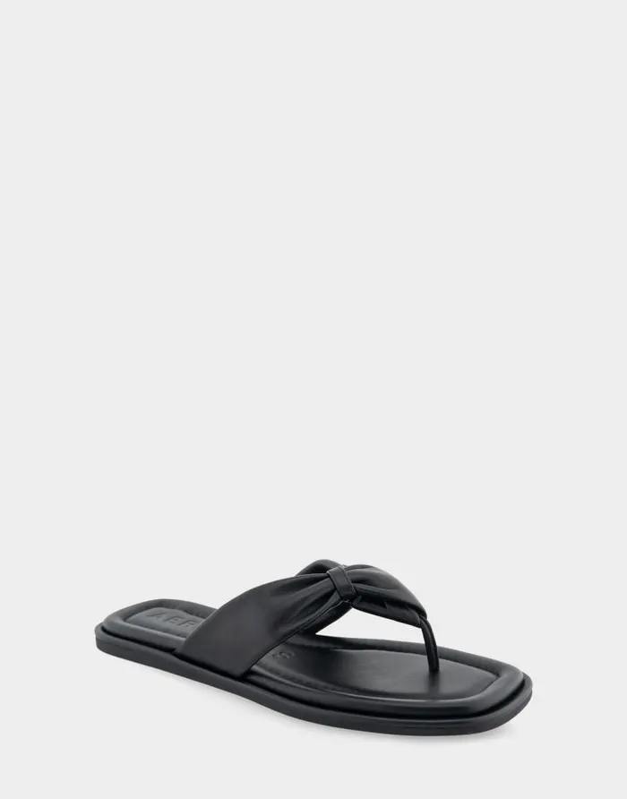 Aerosoles Comfortable Women039s Knotted Thong Sandal In Black Leather Black Leather Women Flats