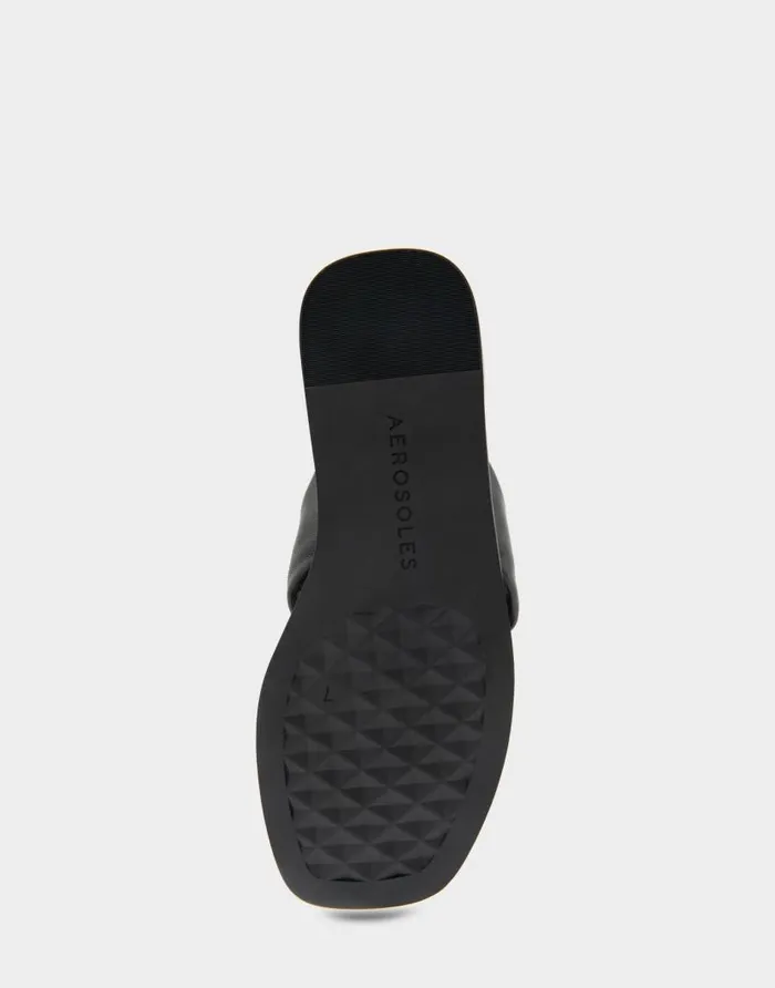 Aerosoles Comfortable Women039s Knotted Thong Sandal In Black Leather Black Leather Women Flats