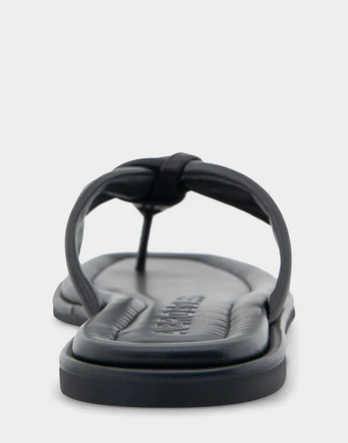 Aerosoles Comfortable Women039s Knotted Thong Sandal In Black Leather Black Leather Women Flats