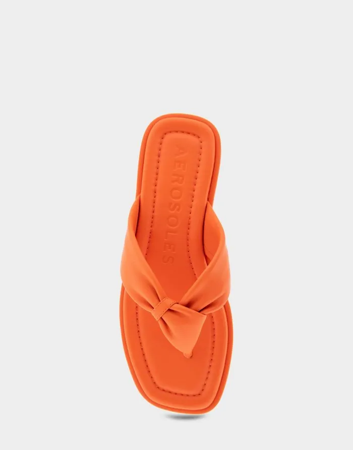 Aerosoles Comfortable Women039s Knotted Thong Sandal In Mandarin Leather Mandarin Leather Women Flats