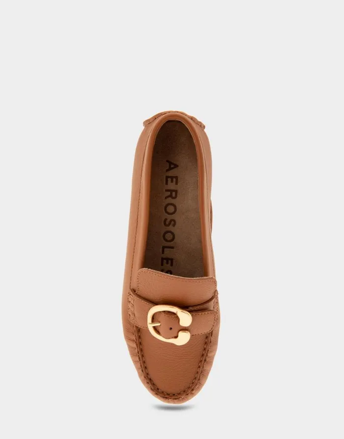 Aerosoles Comfortable Women039s Ornamented Driver In Tan Leather Tan Leather Women Wide Width Flats
