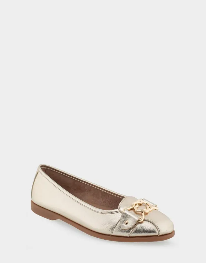 Aerosoles Comfortable Women039s Ornamented Flat In Gold Faux Leather Soft Gold Faux Leather Women Dress