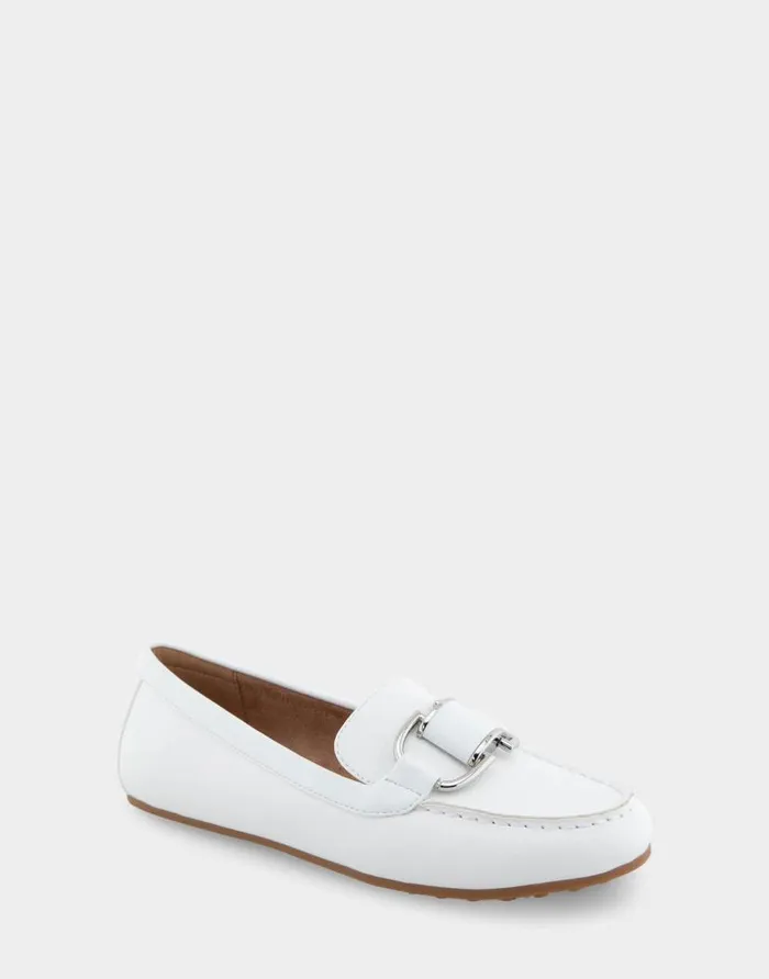 Aerosoles Comfortable Women039s Ornamented Loafer In White Faux Leather White Faux Leather Women Clogs and Mules