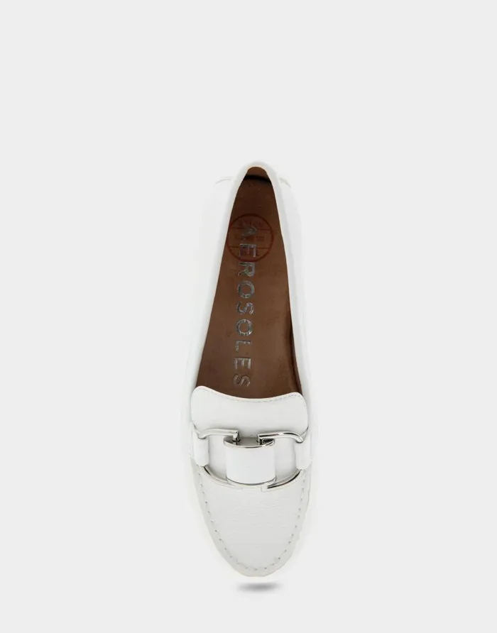 Aerosoles Comfortable Women039s Ornamented Loafer In White Faux Leather White Faux Leather Women Clogs and Mules