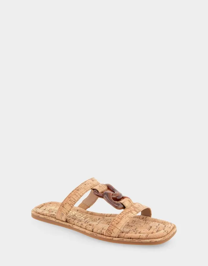 Aerosoles Comfortable Women039s Ornamented Tstrap Slide Sandal In Cork Cork Cork Women Clogs and Mules