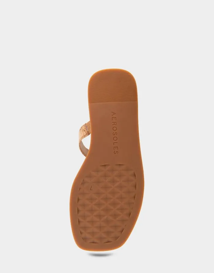 Aerosoles Comfortable Women039s Ornamented Tstrap Slide Sandal In Cork Cork Cork Women Clogs and Mules