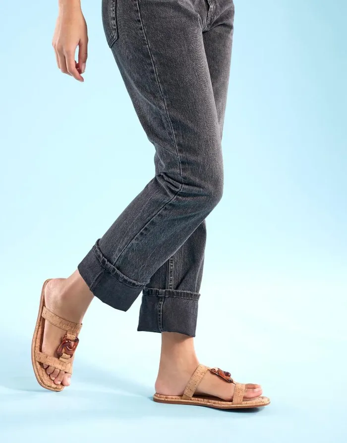 Aerosoles Comfortable Women039s Ornamented Tstrap Slide Sandal In Cork Cork Cork Women Clogs and Mules