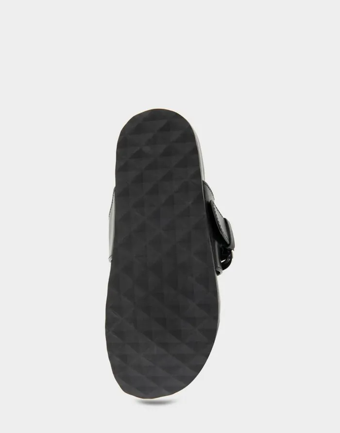 Aerosoles Comfortable Women039s Oversized Buckle Molded Footbed Thong Sandal In Black Leather Black Leather Women Clogs and Mules