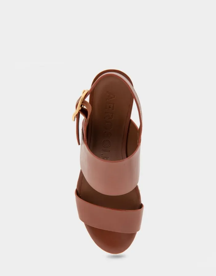 Aerosoles Comfortable Women039s Platform Sandal In Gingerbread Leather Gingerbread Leather Women Platforms