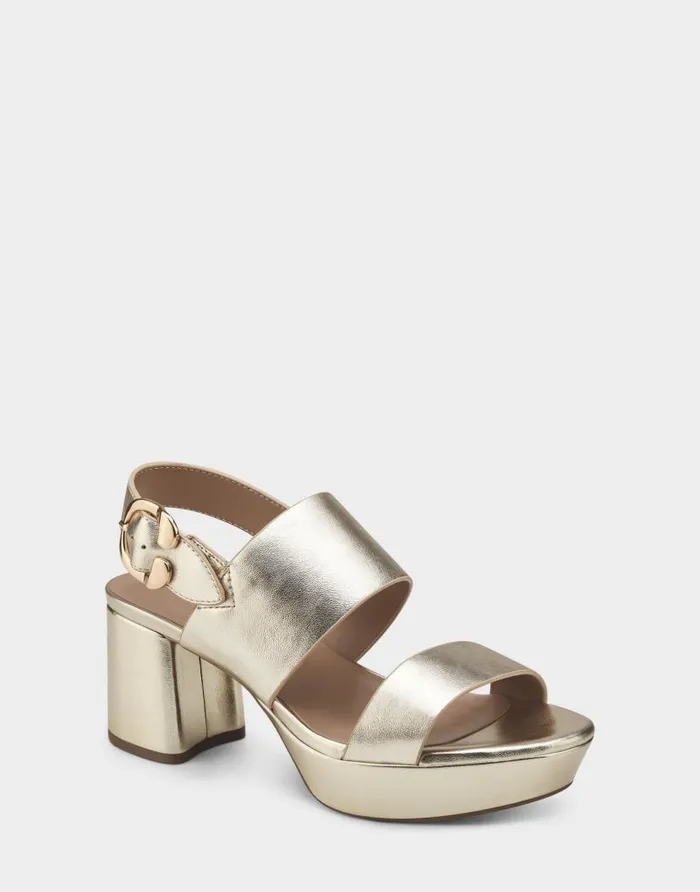 Aerosoles Comfortable Women039s Sandal In Gold Genuine Leather Gold Metallic Leather Women Platforms