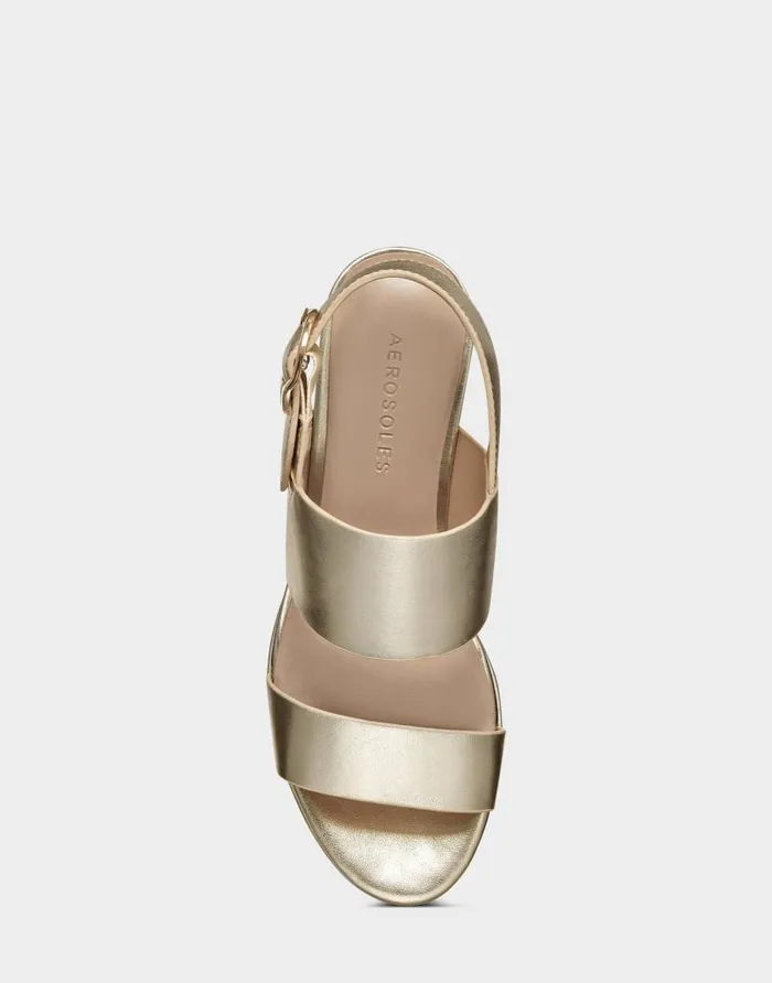 Aerosoles Comfortable Women039s Sandal In Gold Genuine Leather Gold Metallic Leather Women Platforms