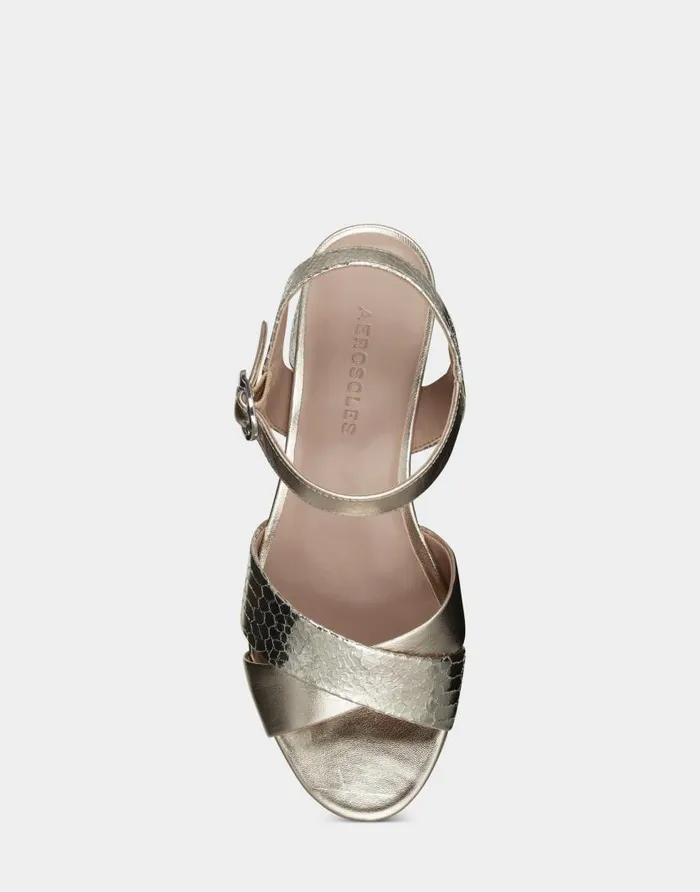 Aerosoles Comfortable Women039s Sandal In Gold Genuine Leather Soft Gold Leather Women Platforms