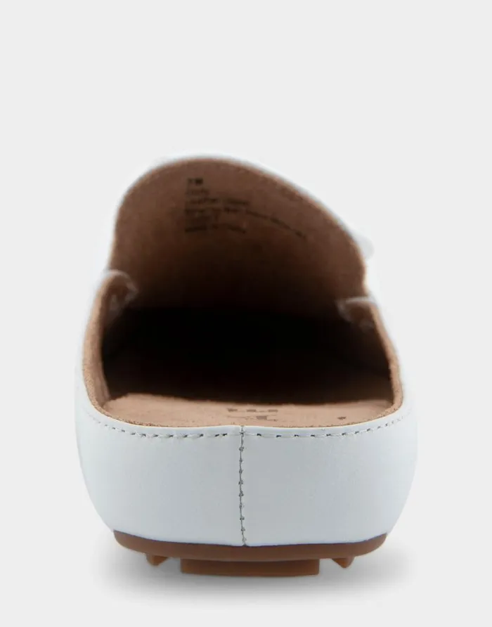 Aerosoles Comfortable Women039s Slip On Driver In White Leather White Leather Women Clogs and Mules