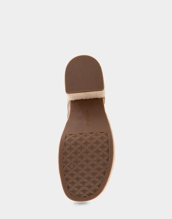 Aerosoles Comfortable Women039s Strappy Molded Footbed Platform Sandal In Pale Khaki Suede Pale Khaki Suede Women Platforms