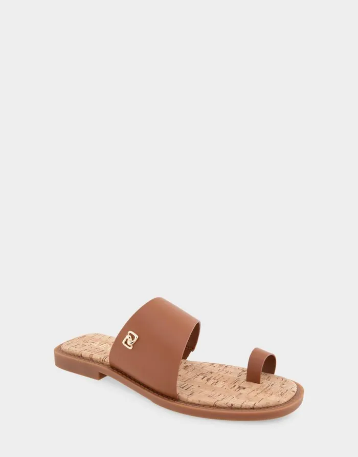 Aerosoles Comfortable Women039s Toe Ring Sandal In Tan Faux Leather Tan Faux Leather Women Clogs and Mules